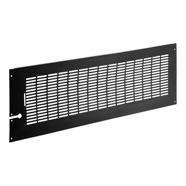 A black metal Avantco back grille with holes.