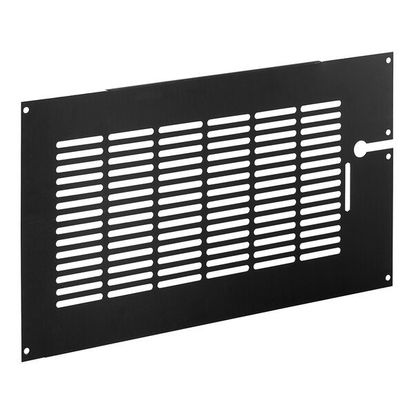 A black metal grille with holes.