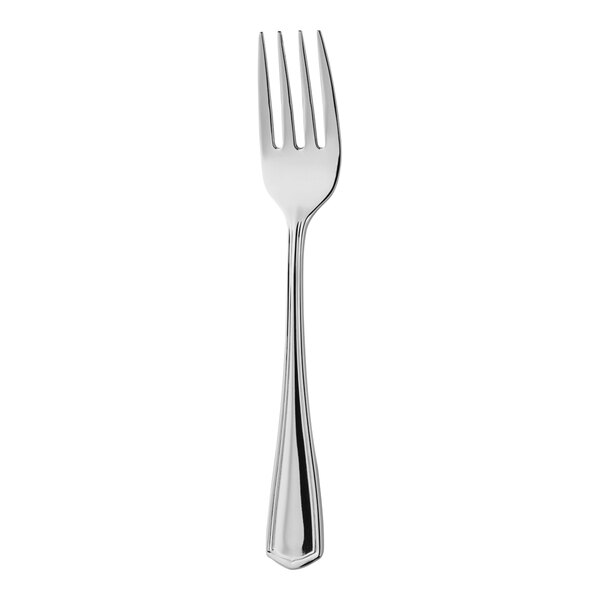 A close-up of a Oneida Inn Classic silver salad/pastry fork.