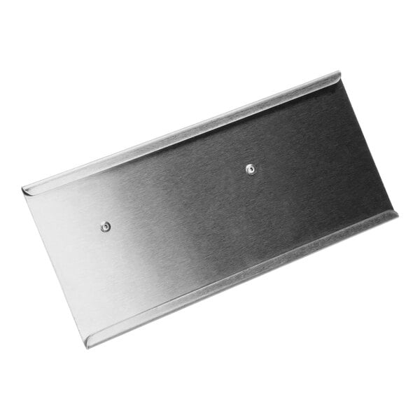 A stainless steel Frymaster card holder bracket assembly with two holes.