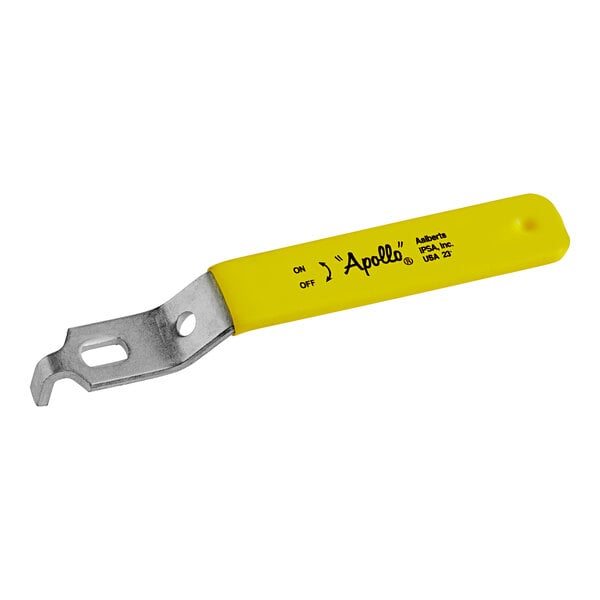A yellow and silver Ball Valve Handle for a Hatco booster heater.