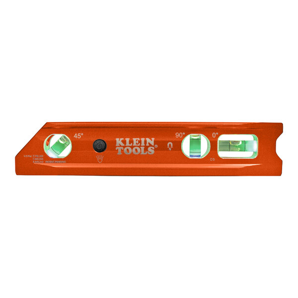 The Klein Tools Billet Aluminum Lighted Torpedo Level indicator on a white background.