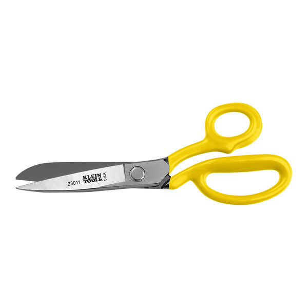 Klein Tools 11 1/4" Bent Trimmer with yellow handles.