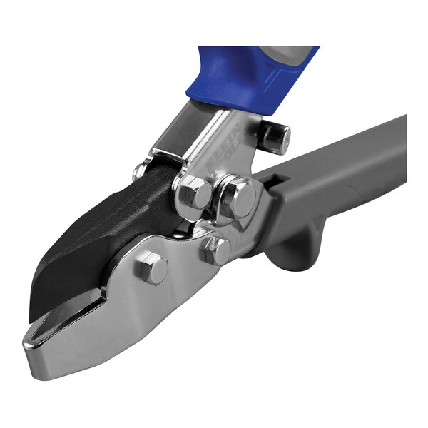 Klein Tools HVAC Hand Notcher with blue handles.