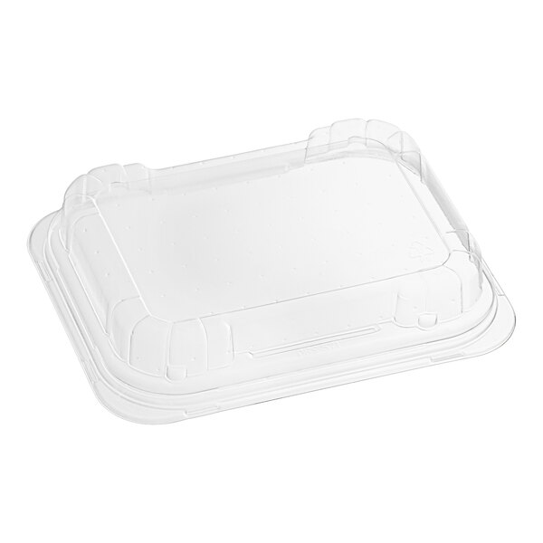 A clear plastic Solut dome lid on a container.