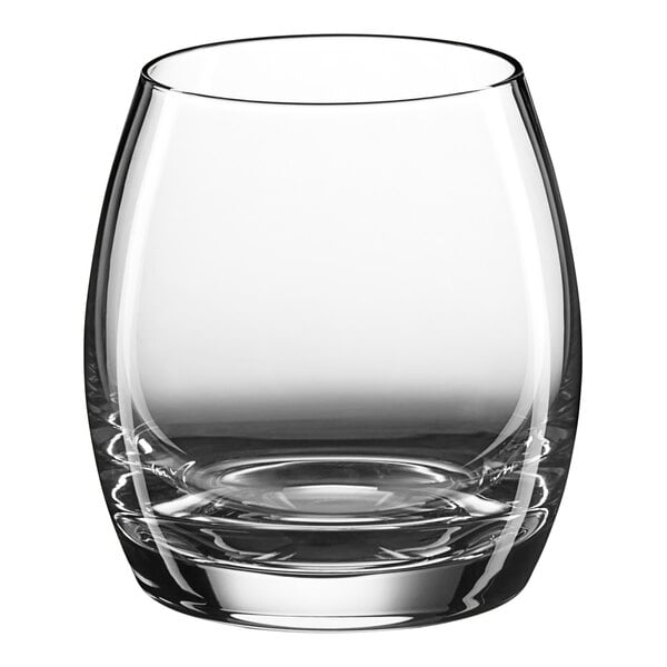 A Della Luce Avalon double old fashioned glass with a smooth bottom.