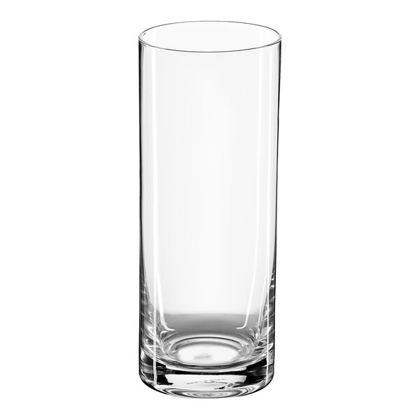 A clear Della Luce Origins beverage glass.