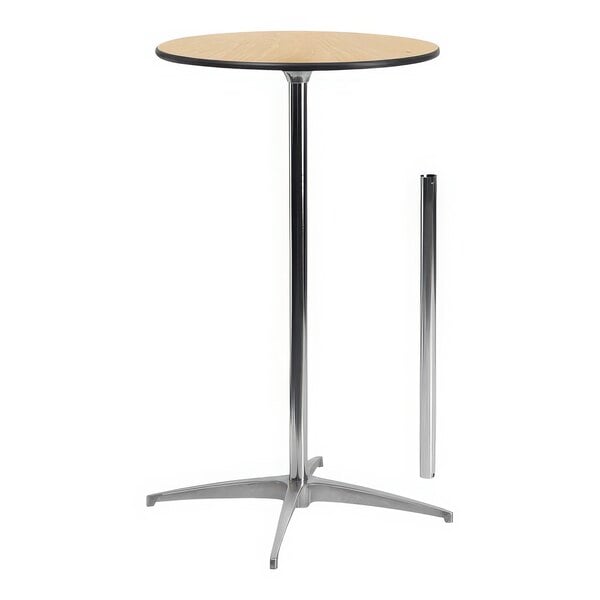 A Flash Furniture birchwood cocktail table with metal poles.