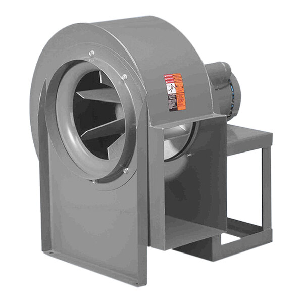 A heavy-duty industrial explosion proof direct drive radial blade blower with a metal housing and motor mount.