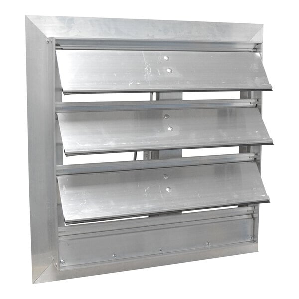 A stainless steel Canarm motorized backdraft damper.