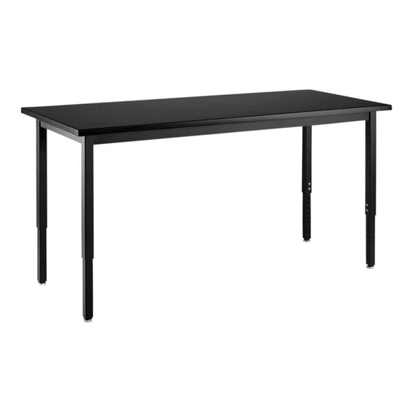 A National Public Seating black steel science lab table with epoxy top and legs.