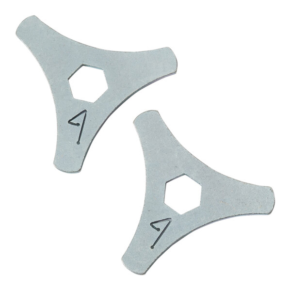 Two Midwest Rake CAM Fittings with numbers on them.