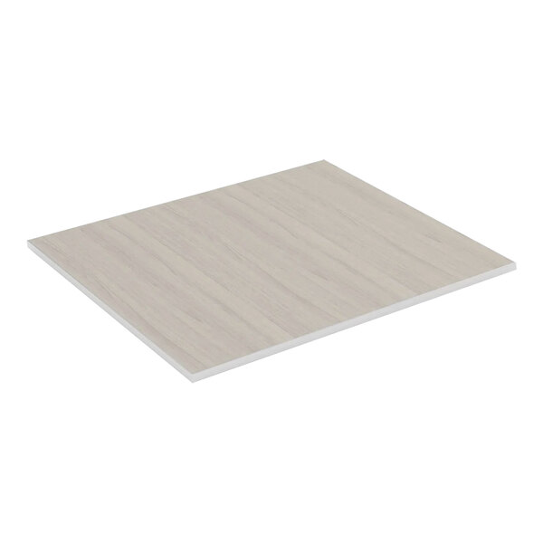 A white square Bon Chef countertop panel with an oak laminate surface.