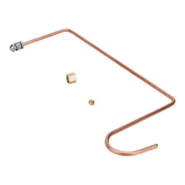An American Range pilot tube with a brass connector and a small nut on a copper pipe.