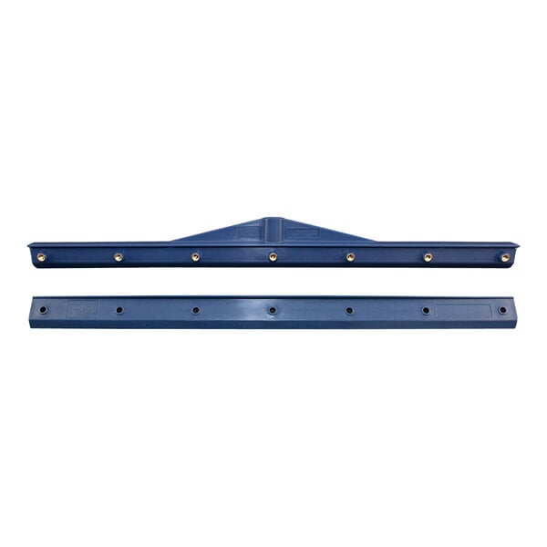 A blue plastic Midwest Rake EasySqueegee frame with holes for a handle.