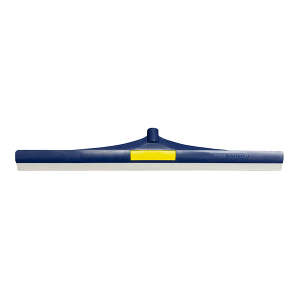 A blue and yellow Midwest Rake SpeedSqueegee with a yellow label.