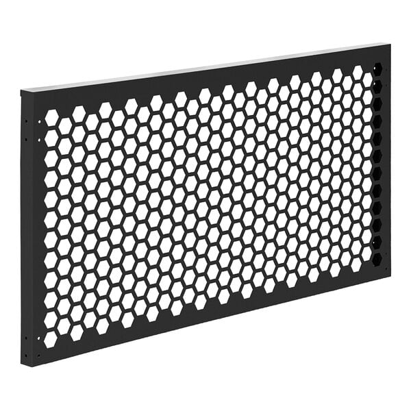 A black galvanized steel mesh panel with hexagons.