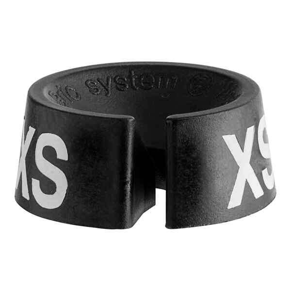 A black 3/4" rubber ring with white text that says "XS".