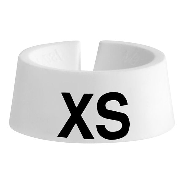 A white 3/4" ring with "XS" in black letters.