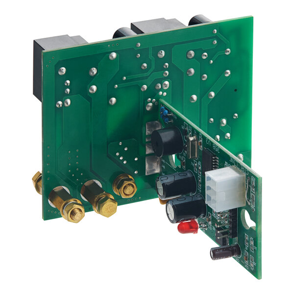 A green Lavex circuit module with two electronic components.