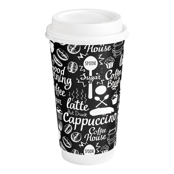 Choice 20 oz. Coffee Break Print Smooth Double Wall Paper Hot Cup