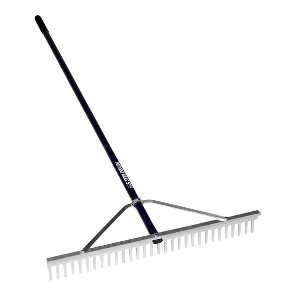 A Seymour Midwest Chisel Tooth Rake with a long handle.