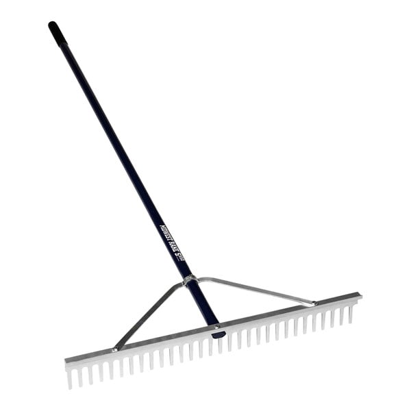 A Seymour Midwest Professional chisel tooth rake with a long handle.