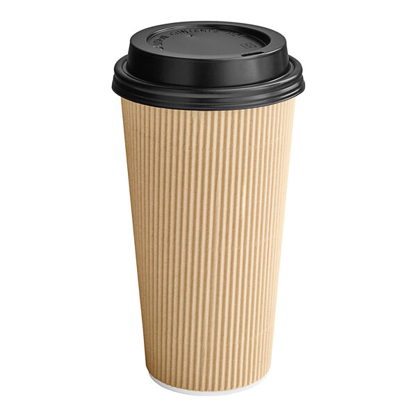 100 Sets] 12 oz Paper Coffee Cups, Disposable Coffee Cups with Lids,  Sleeves and Straws, Hot