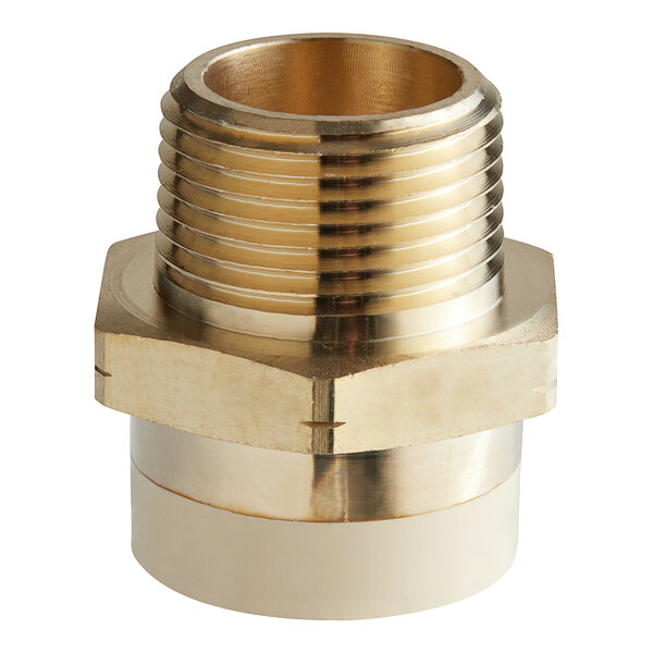 A Sioux Chief brass straight adapter with a threaded end.