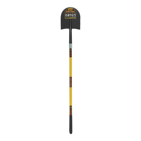 A Seymour Midwest Structron Caprock shovel with a yellow handle and black tip.