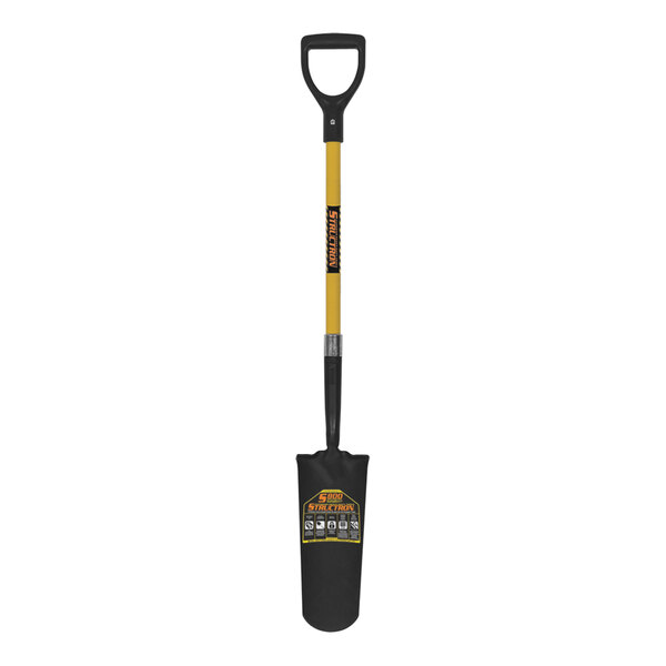 A Seymour Midwest Structron drain spade shovel with a black handle and yellow accents.