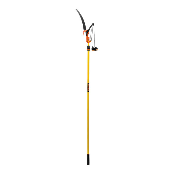 A yellow and orange Seymour Midwest Structron telescopic pole with a black handle.