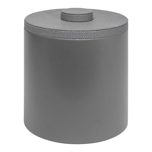 A Room360 London smoke faux shagreen ice bucket with a smoke lid.