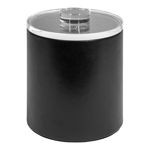 A black cylinder with a clear lid.