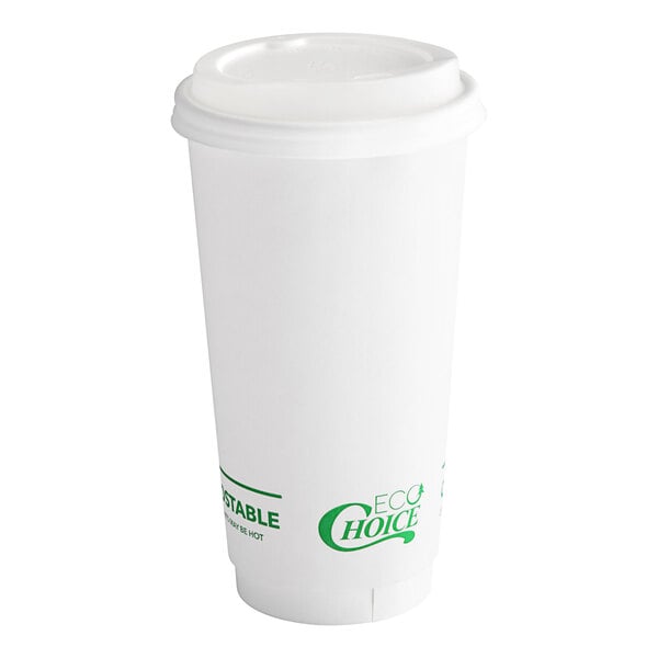 Choice 20 oz. White Smooth Double Wall Paper Hot Cup - 20/Pack