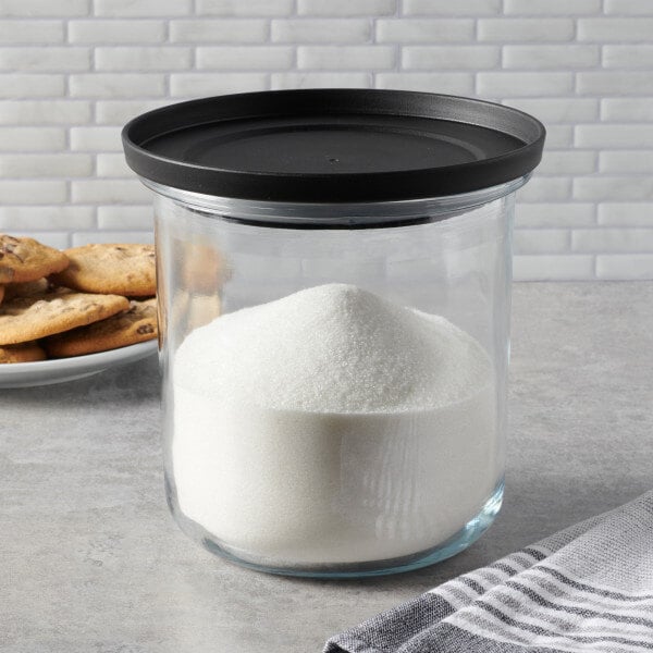 Anchor Hocking Goode 3 Qt. Stackable Glass Sundry Jar with Black Lid 13866 - 2/Case