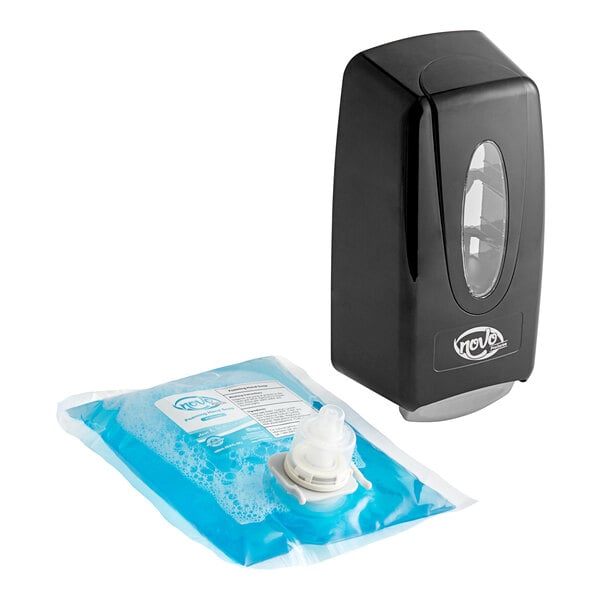 Noble Chemical Novo Pro Series 33.8 fl. oz. (1,000 mL) Black Manual Foam  Hand Soap / Sanitizer Dispenser with Clean Scent Foaming Hand Soap