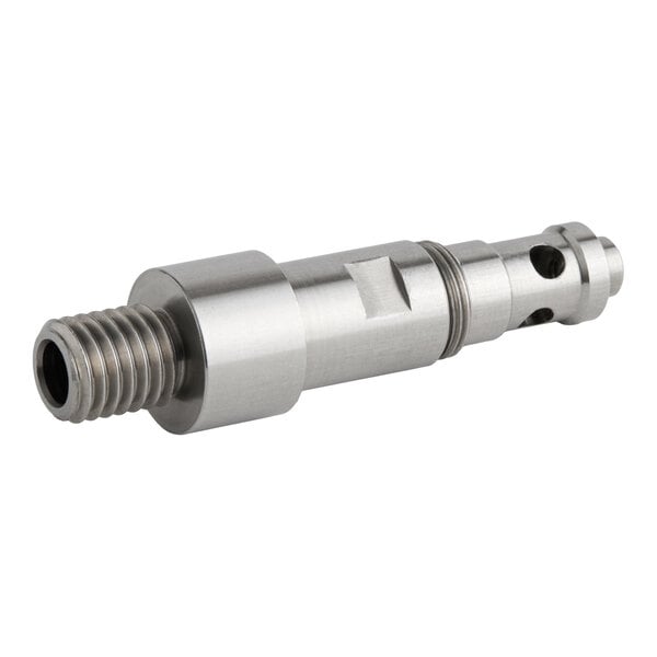 A metal top distributor shaft with threaded and machined sections, designed for use with HTUC equipment.