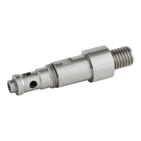 A metal top distributor shaft with threaded and machined sections, designed for use with HTUC equipment.