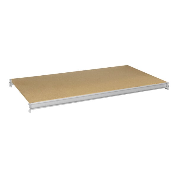 A Light Gray Hallowell steel shelf with particleboard decking.