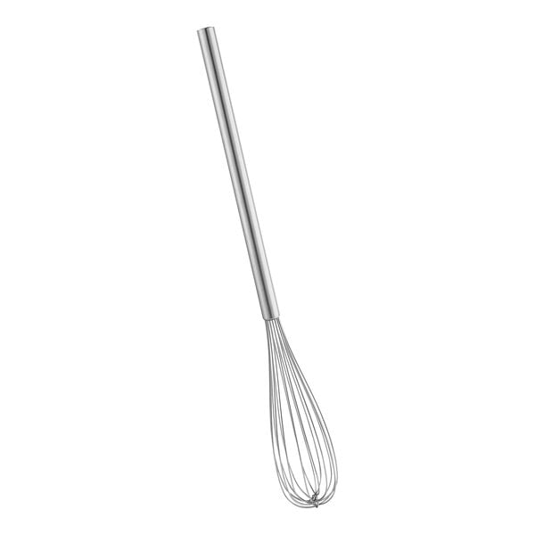 A Fourté stainless steel whisk with a long metal handle.