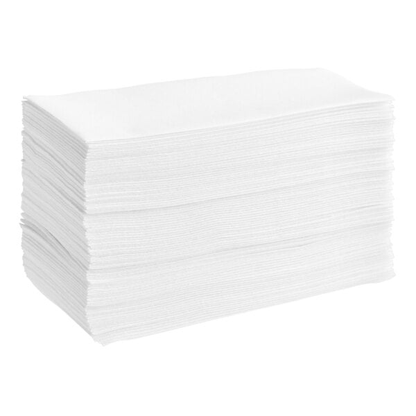A stack of white Lavex linen-feel paper guest towels.