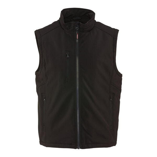 A black RefrigiWear soft shell vest with a zipper.