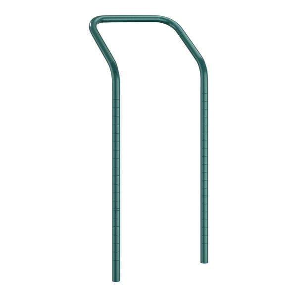 A green metal handle for a rectangular frame.