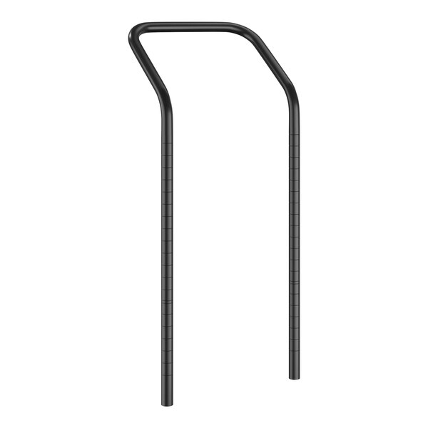 A black metal handle for Regency shelving units.