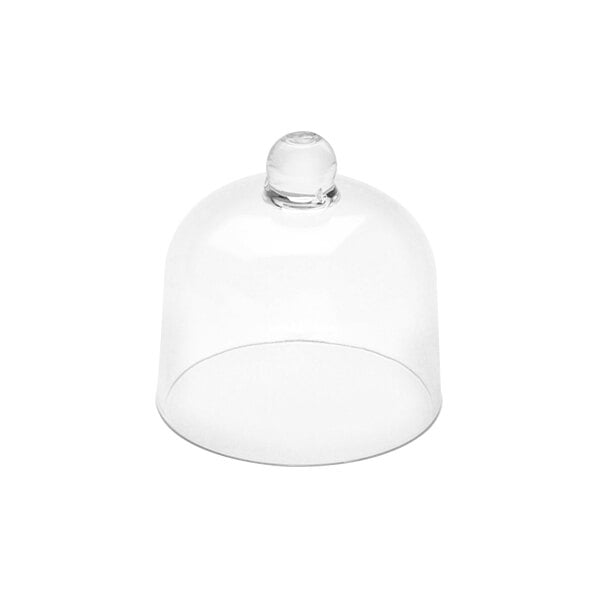 A clear polycarbonate dome cover with a round top.