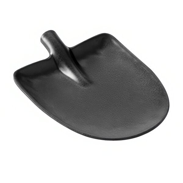 An American Metalcraft midnight black melamine shovel platter with a handle.