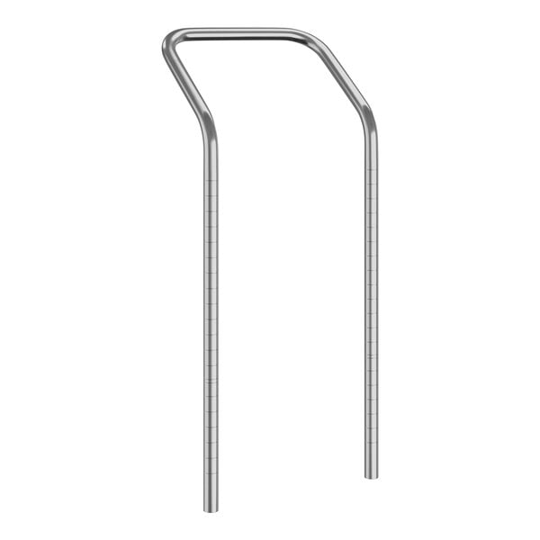 A metal tube with a curved end and a metal frame with a curved end.