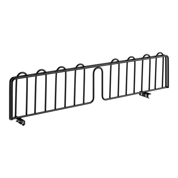 A black metal Regency shelf divider with four bars.