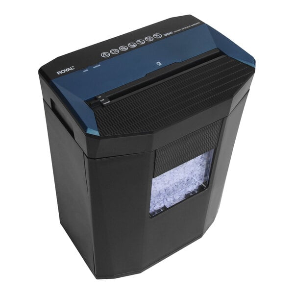 A black and blue Royal 1005MC paper shredder on a white background.